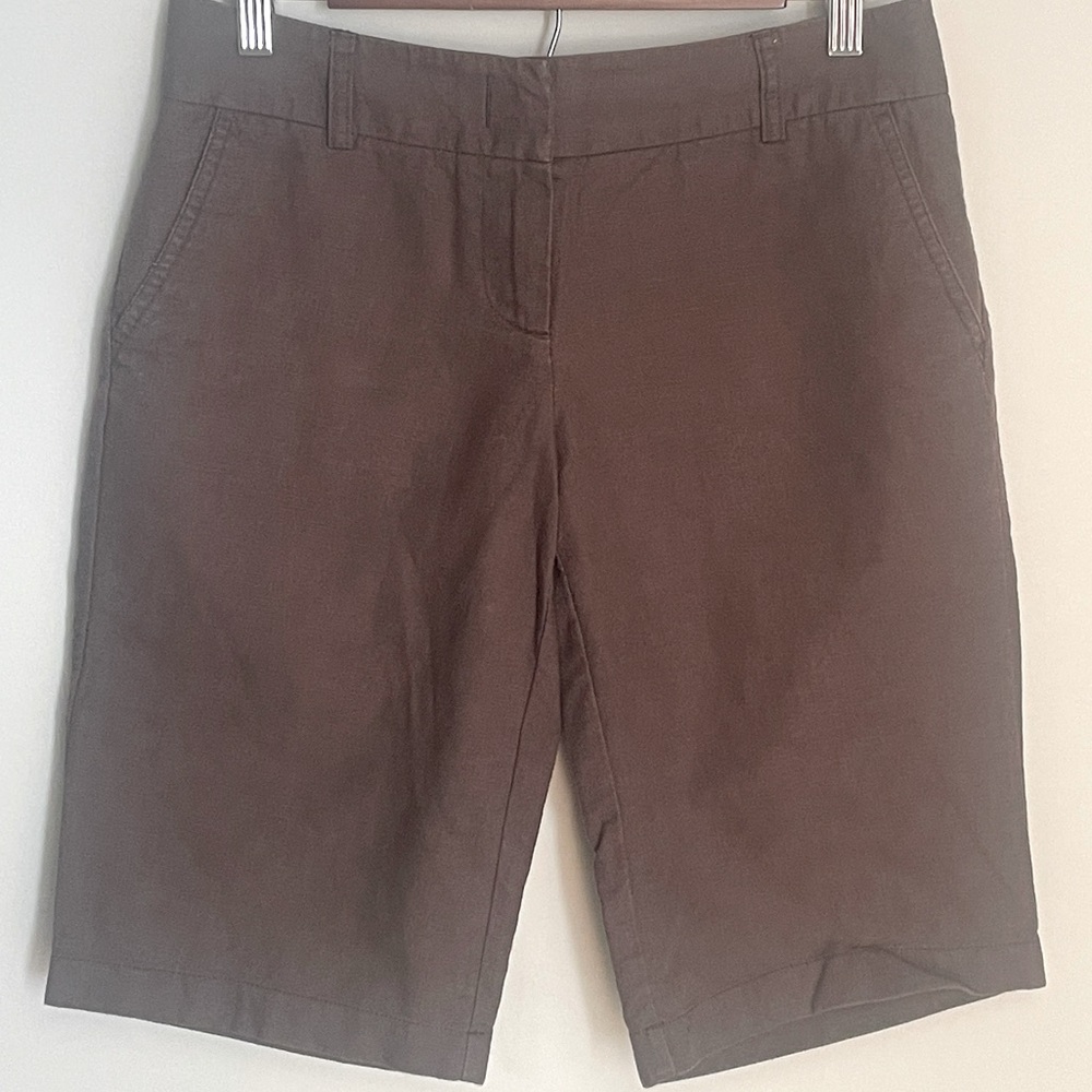 J. Crew Brown Linen 
Bermuda Shorts 4